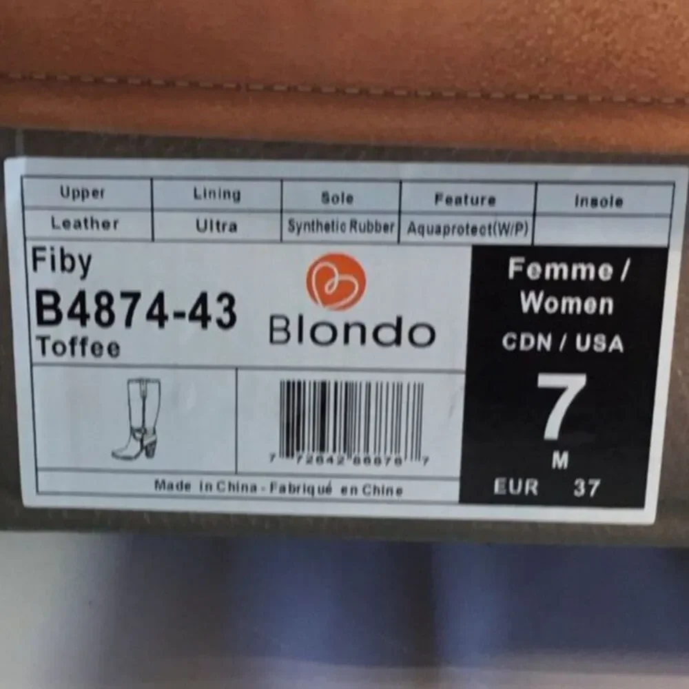 Blondo Fiby B4874 Cognac Waterproof Leather Knee High Boots Size 7
